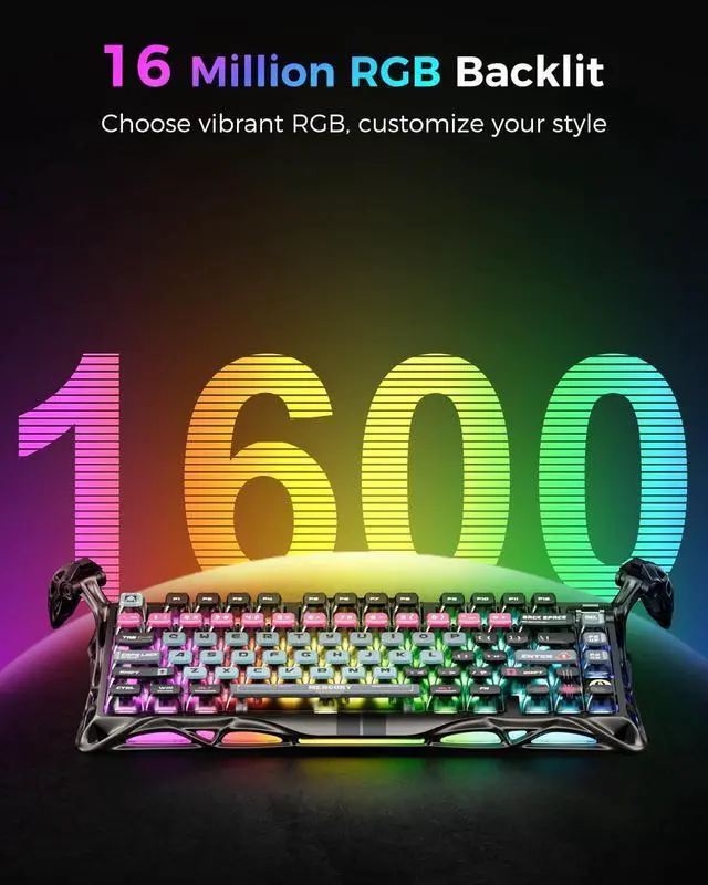 Alt view image 11 of 14 - GravaStar Mercury V75 Pro - Cyberpunk HE Gaming Keyboard with Wrist Rest Pad Combo