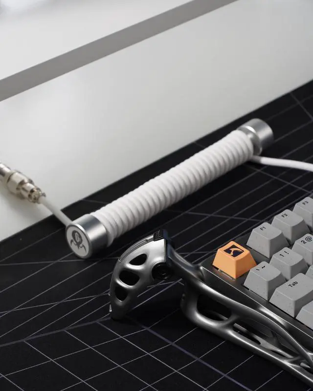 Alt view image 10 of 12 - GravaStar Coiled Aviator USB Cable, Suitable Mechanical Keyboard - White