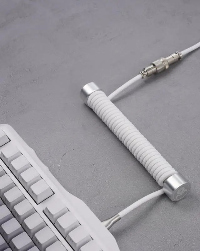 Alt view image 8 of 12 - GravaStar Coiled Aviator USB Cable, Suitable Mechanical Keyboard - White