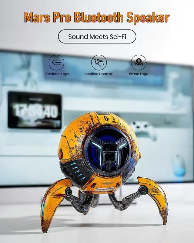 Alt view image 9 of 14 - GravaStar Loudspeakers Mars Pro Portable Bluetooth Speaker New Version, Deep Bass Loud Stereo Sound, 15H Playtime, 6 RGB Lights, Dual Pairing, Portable for Home, Outdoors, Party, Camping, Home, Gifts