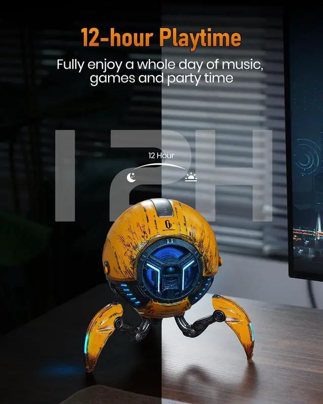 Alt view image 14 of 14 - GravaStar Loudspeakers Mars Pro Portable Bluetooth Speaker New Version, Deep Bass Loud Stereo Sound, 15H Playtime, 6 RGB Lights, Dual Pairing, Portable for Home, Outdoors, Party, Camping, Home, Gifts
