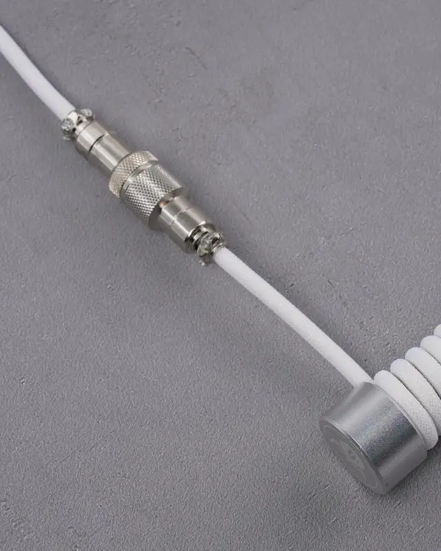 Alt view image 9 of 12 - GravaStar Coiled Aviator USB Cable, Suitable Mechanical Keyboard - White