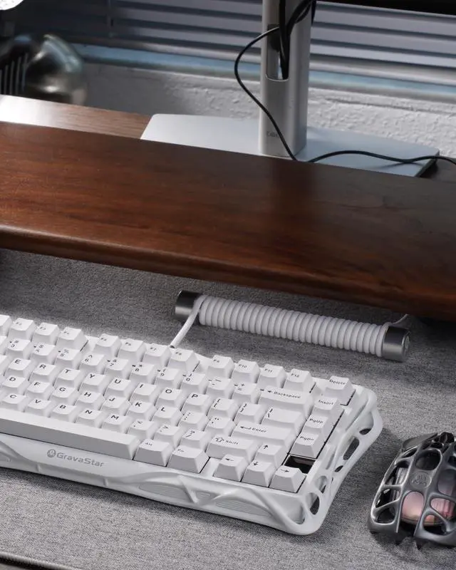 Alt view image 11 of 12 - GravaStar Coiled Aviator USB Cable, Suitable Mechanical Keyboard - White