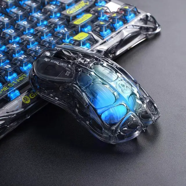 Alt view image 13 of 14 - GravaStar Mercury M2 Wireless Gaming Mouse with 26,000 DPI, PAW3395DM Sensor -79g Lightweight Hollowed-Out Design -5 Programmable Buttons -5 Dynamic Lightsync RGB - Transparent Black