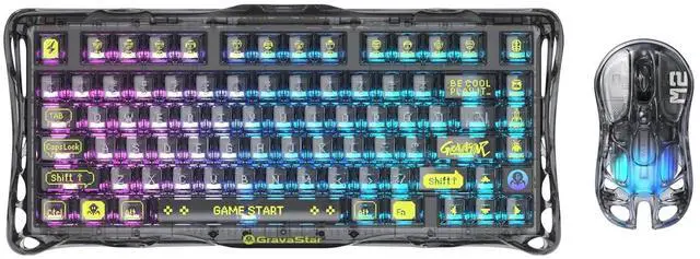 Alt view image 8 of 14 - GravaStar Mercury K1 Lite 75% Wireless Gaming Keyboard and Mercury M2 Wireless Gaming Mouse