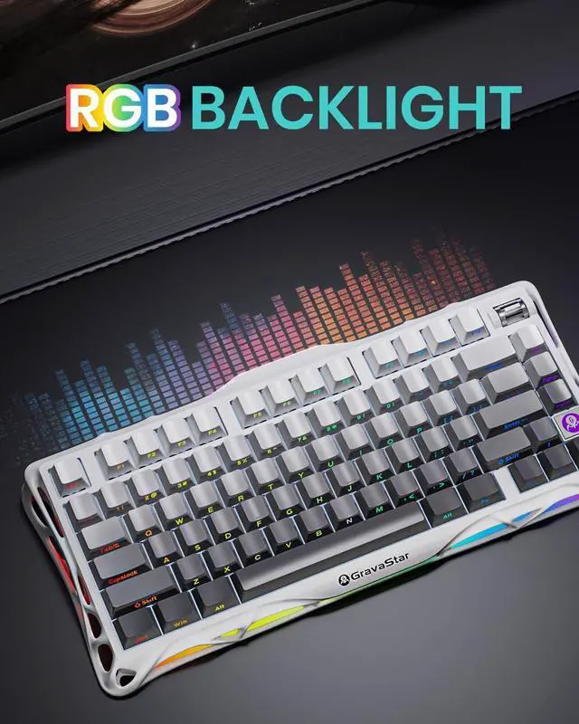 Alt view image 11 of 14 - GravaStar Wrieless Gaming Keyboard and Mouse Set, 75 Mechanical Keyboard and Wireless Gaming Mouse, Magnesium Alloy