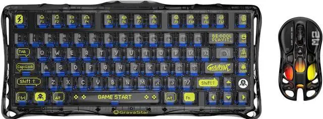 Alt view image 8 of 14 - GravaStar Mercury K1 Lite Mechanical Gaming Keyboard with Mercury M2 Wireless Gaming