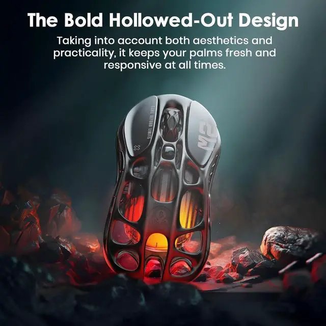 Alt view image 11 of 14 - GravaStar Mercury M2 Wireless Gaming Mouse with GravaStar Alpha65 Robot Fast GaN Charger Block