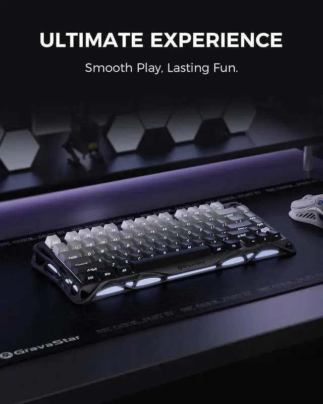 Alt view image 9 of 14 - GravaStar Mercury K1 75% Wireless Mechanical Gaming Keyboard, Aluminum Alloy, Gasket Compact Custom Keyboard Hot-Swap Socket, Linear Switches, RGB Backlit - Gradient Black