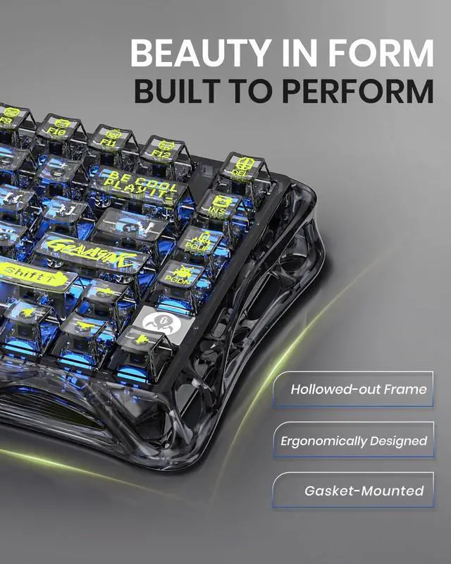 Alt view image 11 of 14 - GravaStar Mercury K1 Lite Mechanical Gaming Keyboard with Mercury M2 Wireless Gaming