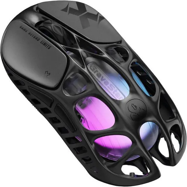Alt view image 8 of 14 - GravaStar Mercury X Wireless Gaming Mouse 32,000 DPI PAW 3950 Sensor, 1000Hz Polling Rate, Only 49g, Magnesium Alloy Hollow Frame, RGB Lighting, 5 Programmable Buttons