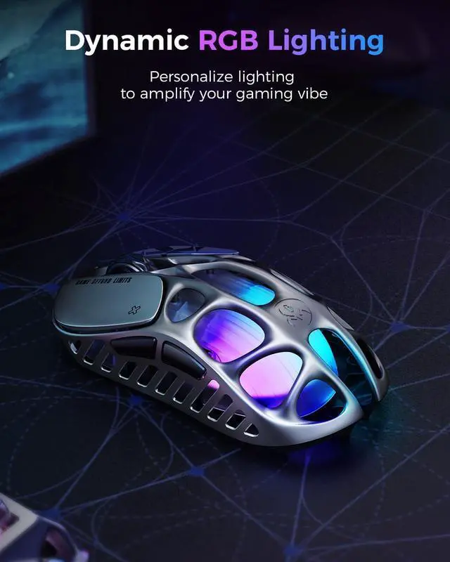 Alt view image 12 of 14 - GravaStar Mercury X Wireless Gaming Mouse 32,000 DPI PAW 3950 Sensor, 1000Hz Polling Rate, Only 49g, Magnesium Alloy Hollow Frame, RGB Lighting, 5 Programmable Buttons