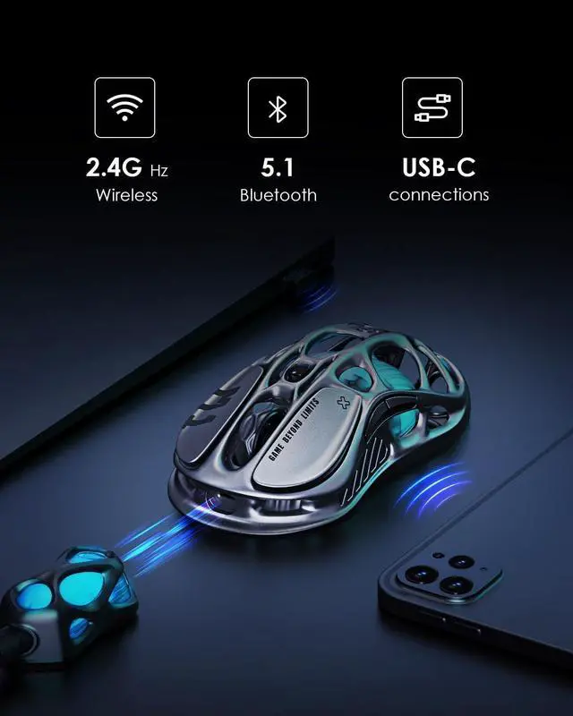 Alt view image 12 of 12 - GravaStar Mercury K1 75% Wireless Mechanical Gaming Keyboard, with Mercury M1 Pro Wireless Gaming Mice