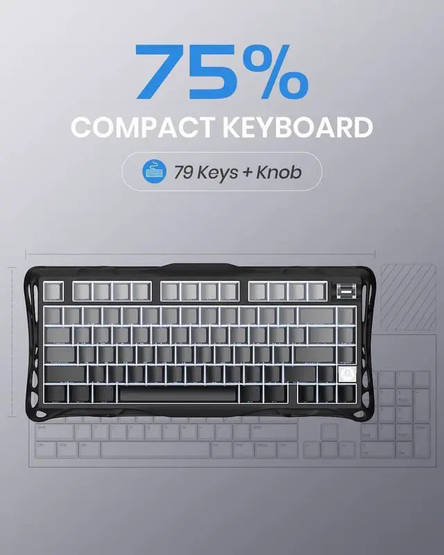 Alt view image 8 of 12 - GravaStar Mercury K1 75% Wireless Mechanical Gaming Keyboard, with Mercury M1 Pro Wireless Gaming Mice