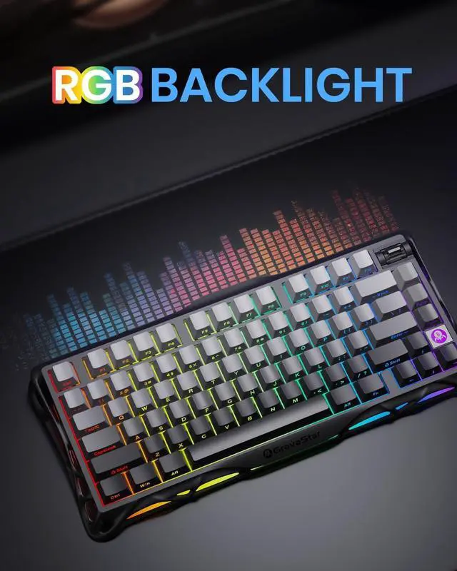 Alt view image 10 of 12 - GravaStar Mercury K1 75% Wireless Mechanical Gaming Keyboard, with Mercury M1 Pro Wireless Gaming Mice