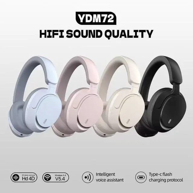 Alt view image 9 of 10 - YDM72 Over-Ear Bluetooth Headset High-End Design, Gold Standard Sound, Noise Cancelling, Long Battery Life Blue