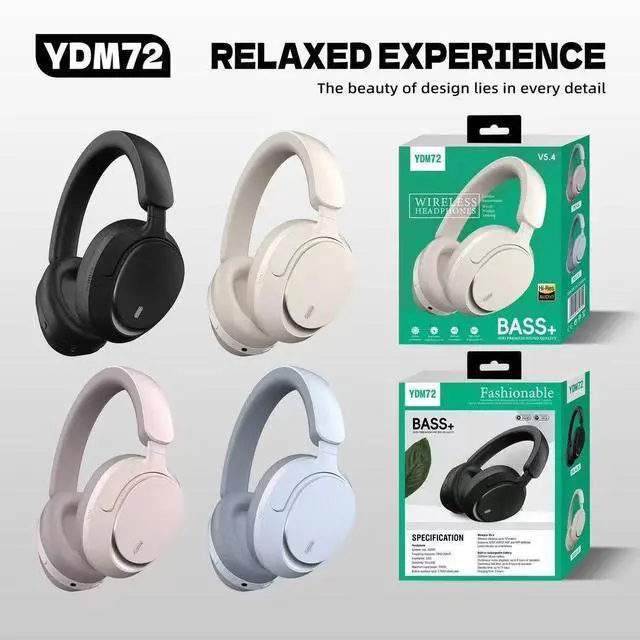 Alt view image 8 of 10 - YDM72 Over-Ear Bluetooth Headset High-End Design, Gold Standard Sound, Noise Cancelling, Long Battery Life Blue
