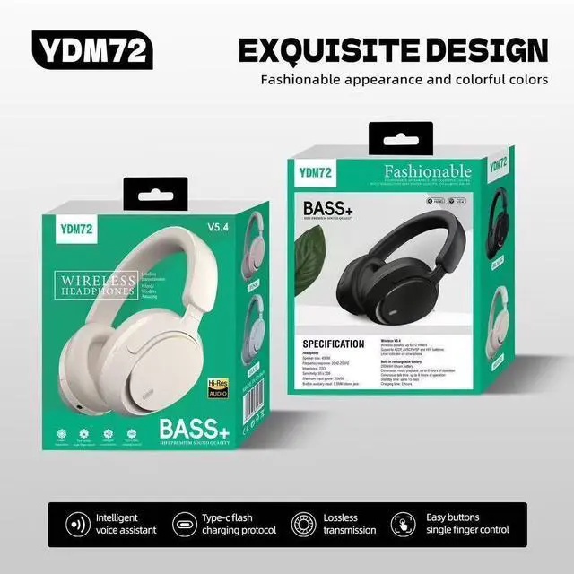 Alt view image 10 of 10 - YDM72 Over-Ear Bluetooth Headset High-End Design, Gold Standard Sound, Noise Cancelling, Long Battery Life Blue