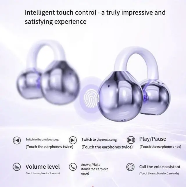 Alt view image 7 of 8 - AI Smart Translation Bluetooth Headset Clip-On Open-Ear, Bone Conduction Sound, Bluetooth 5.4, Waterproof, True Wireless Earbuds