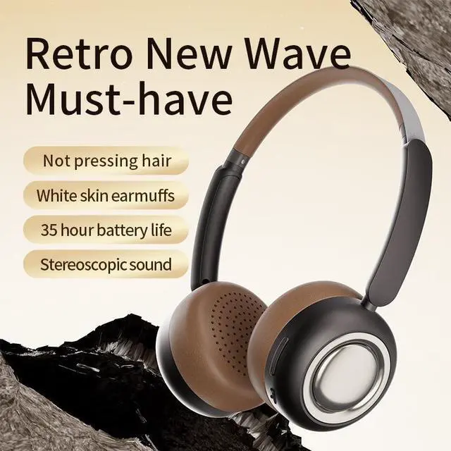 Alt view image 10 of 10 - CR-28 Cream Style Bluetooth Headset Retro Cute, Compact Metal, 38H Playtime, 40mm Driver, Bluetooth 6.0