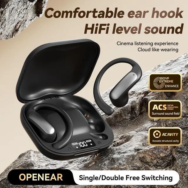 Alt view image 9 of 12 - M140 AI Smart Translation Bluetooth Headset OWS Open-Ear Design, Hi-Fi Sound, Low Latency, Audio/Video Translation, Bluetooth 5.4