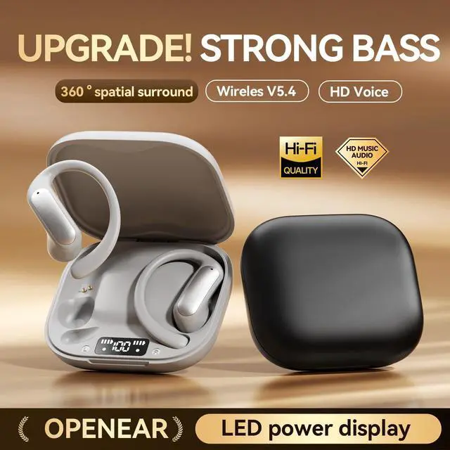 Alt view image 10 of 12 - M140 AI Smart Translation Bluetooth Headset OWS Open-Ear Design, Hi-Fi Sound, Low Latency, Audio/Video Translation, Bluetooth 5.4