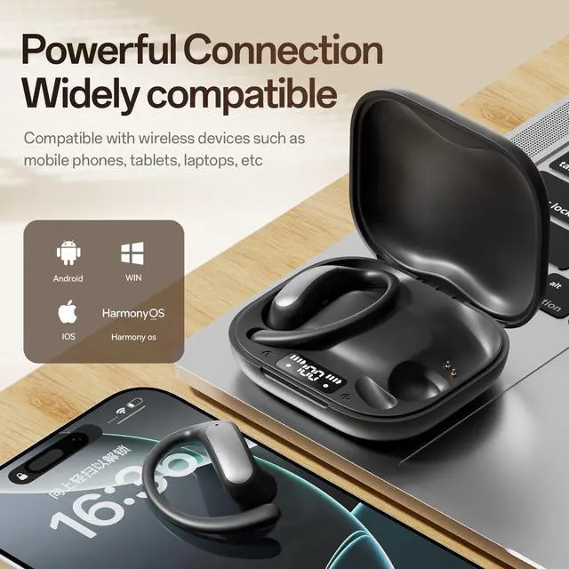 Alt view image 12 of 12 - M140 AI Smart Translation Bluetooth Headset OWS Open-Ear Design, Hi-Fi Sound, Low Latency, Audio/Video Translation, Bluetooth 5.4