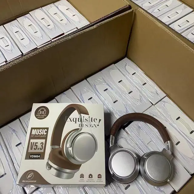 Alt view image 8 of 10 - YDM64 Retro Over-Ear Bluetooth Wireless Headset Heavy Bass, Long Battery Life, Gaming Low Latency, Stereo Sound Silver