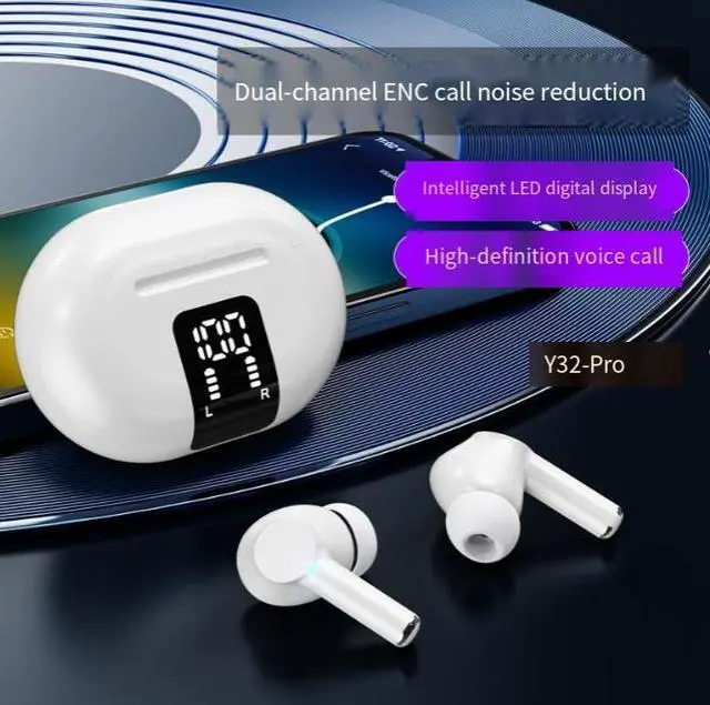 Alt view image 7 of 8 - Y32Pro Wireless Bluetooth Headset 4-Mic ENC, Bluetooth 5.3, 30H+ Battery, HiFi Audio, IPX5 Waterproof, for Phone & Laptop