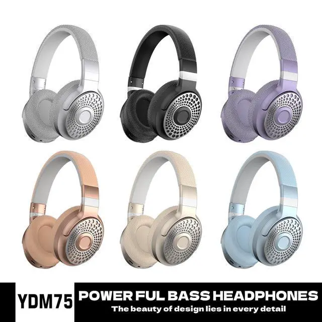 Alt view image 8 of 8 - YDM75 Over-Ear Bluetooth Wireless Headset Long Battery Life, Gaming Low Latency, Private Mold, Stereo Sound Purple