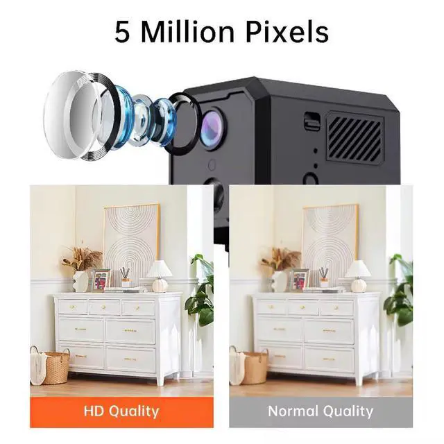 Alt view image 9 of 10 - 5MP WiFi Security Camera 2200mAh Battery, Low Power, PIR Human Detection, Two-Way Audio, Motion Tracking, Night Vision