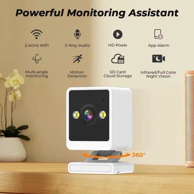 Alt view image 6 of 8 - 1080P WiFi Indoor Baby Camera 2MP, Motion Detection, Two-Way Audio, Night Vision, App Alerts, Cloud/TF Storage
