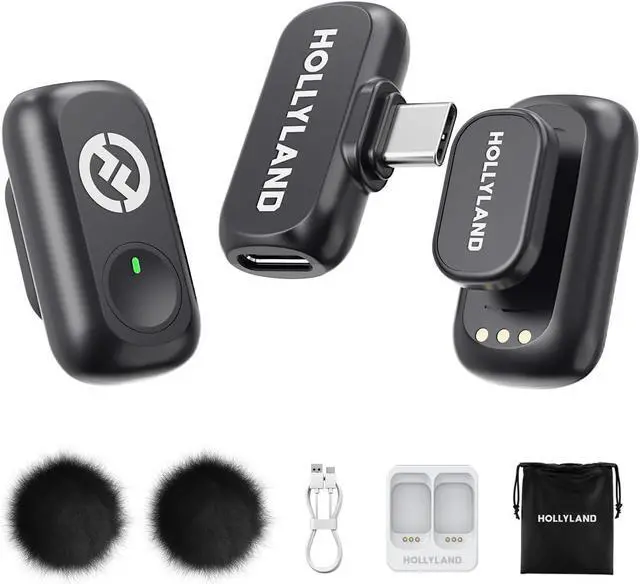 Alt view image 8 of 14 - Hollyland Lark A1 Wireless Microphone for iPhone 15/16/17 & Android, 48kHz/24-bit, 3-Level Intelligent Noise Cancel, Magnetic Mini Mic for YouTube, Podcast, Vlogging (Black, 2TX + USB-C RX)