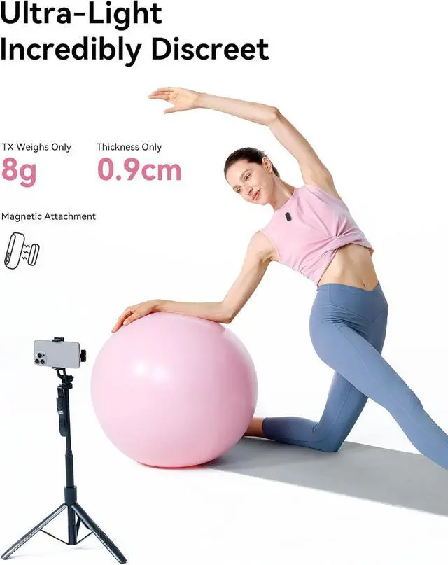 Alt view image 12 of 14 - Hollyland Lark A1 Wireless Microphone for iPhone 15/16/17 & Android, 48kHz/24-bit, 3-Level Intelligent Noise Cancel, Magnetic Mini Mic for YouTube, Podcast, Vlogging (Black, 2TX + USB-C RX)