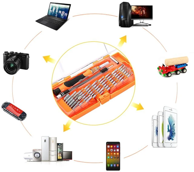 Alt view image 6 of 7 - 58-in-1 Magnetic Precision Screwdriver Set (54 Bits + 4 Tools), Micro Repair Kit Compatible with MacBook / PC / Cell Phones (Manual Use ONLY)