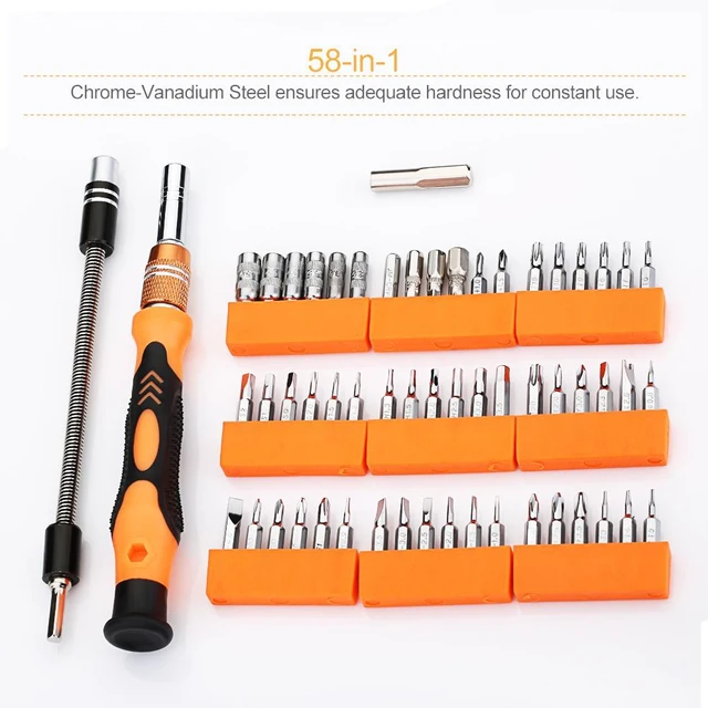 Alt view image 5 of 7 - 58-in-1 Magnetic Precision Screwdriver Set (54 Bits + 4 Tools), Micro Repair Kit Compatible with MacBook / PC / Cell Phones (Manual Use ONLY)