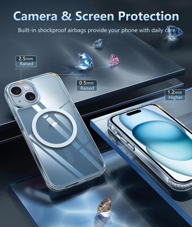 Alt view image 13 of 14 - for iPhone 15 Case Clear: iPhone 14/13 Case Magnetic Phone Cases with Screen Protector Compatible with Magsafe Slim Anti Yellowing Rugged Protective Transparent Cell Cover (A-Clear)