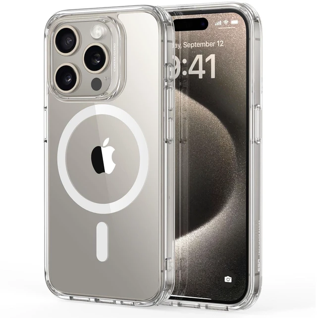 Main image of For iPhone 15 Pro Case for MagSafe, Anti-Yellowing, Clear | Ultra Slim, 3X Military-Grade Drop Protection, Magnetic Phone Case, Impact Absorbing, Resists Scratches
