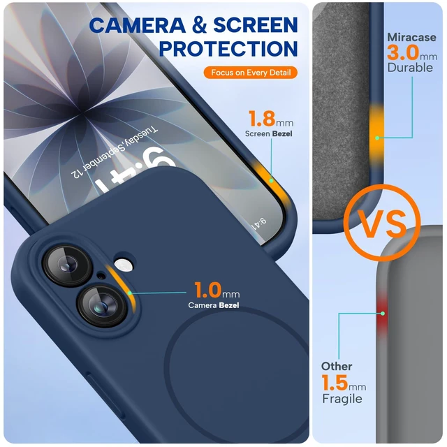 Alt view image 3 of 7 - For iPhone 17 Case, Dark Blue | Compatible with MagSafe, Silicone Camera Control Cover, Soft Microfiber Lining, Shockproof Drop Protection Phone Case for 17