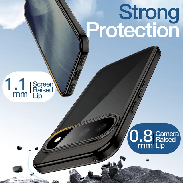 Alt view image 4 of 7 - Yun Mao Case for Google Pixel 11, Anti-Yellowing, Black | Scratch-Resistant, Hard PC Clear Back, Shockproof Protection, TPU Bumper