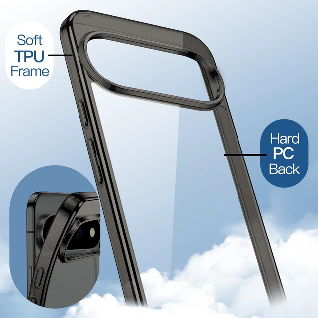 Alt view image 6 of 7 - Yun Mao Case for Google Pixel 11 Pro, Anti-Yellowing, Black | Scratch-Resistant, Hard PC Clear Back, Shockproof Protection, TPU Bumper