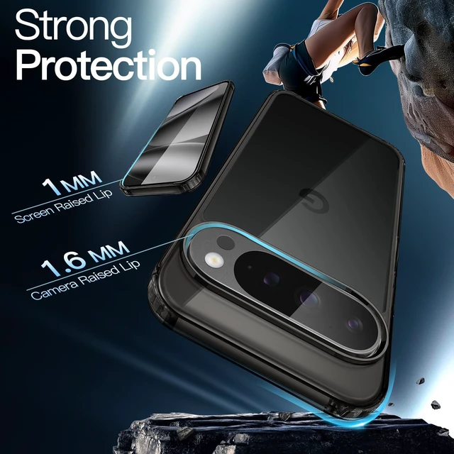 Alt view image 4 of 6 - Yun Mao Case for Google Pixel 10/10 Pro, Anti-Yellowing, Obsidian Black | Shockproof Protection, Scratch Resistant Hard PC Back, Durable Transparent TPU Bumper