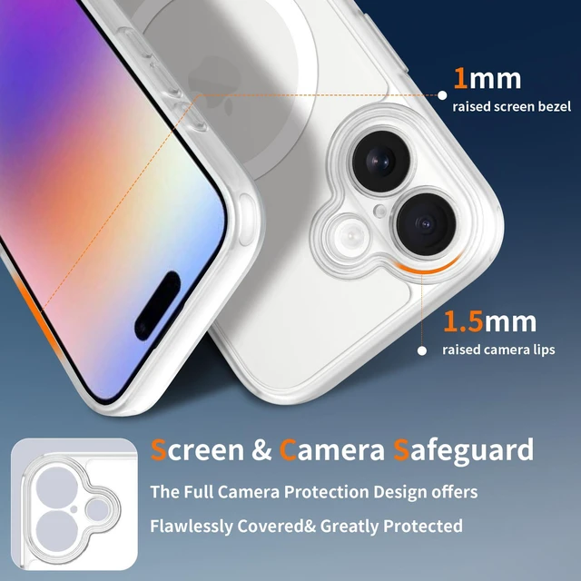 Alt view image 9 of 14 - Case for iPhone 17,Full Covered Camera Protection Magnetic Shockproof Slim Case Drop Proof Durable Protective Cover - Clear