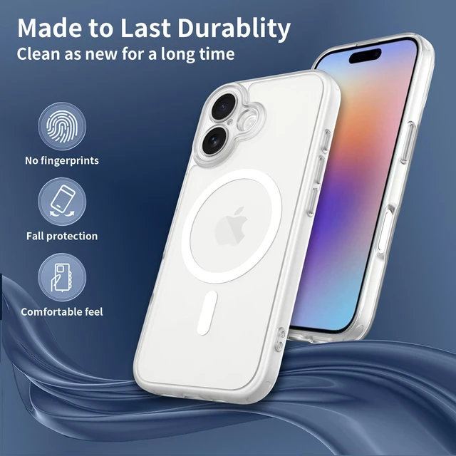 Alt view image 11 of 14 - Case for iPhone 17,Full Covered Camera Protection Magnetic Shockproof Slim Case Drop Proof Durable Protective Cover - Clear