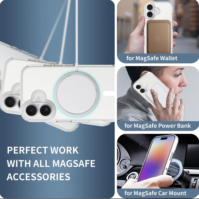 Alt view image 12 of 14 - Case for iPhone 17,Full Covered Camera Protection Magnetic Shockproof Slim Case Drop Proof Durable Protective Cover - Clear