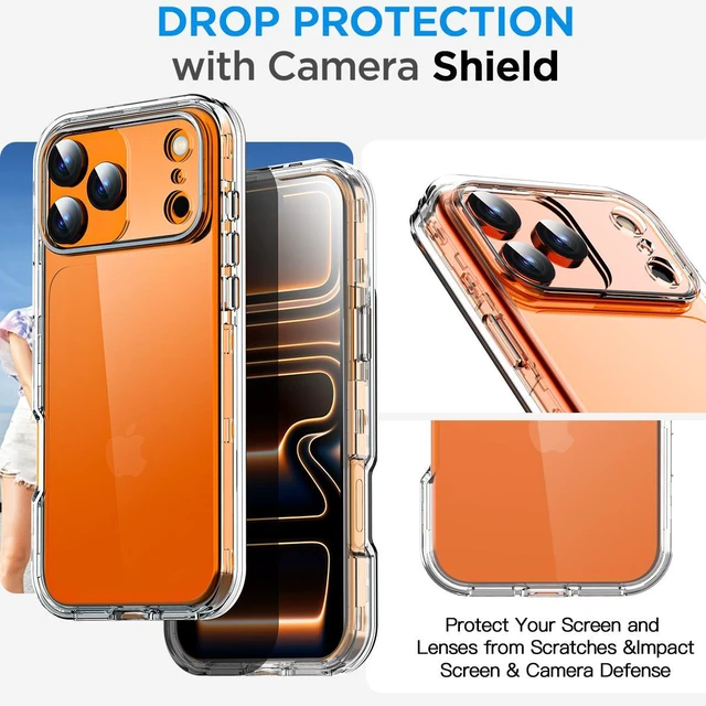 Alt view image 7 of 7 - SZYG for Apple iPhone 17 Pro Max Hard Clear Phone Case Shockproof Heavy Duty 3 Layers Military-Grade Protection Cover for iPhone 17 Pro Max 6.9 Inch 2025