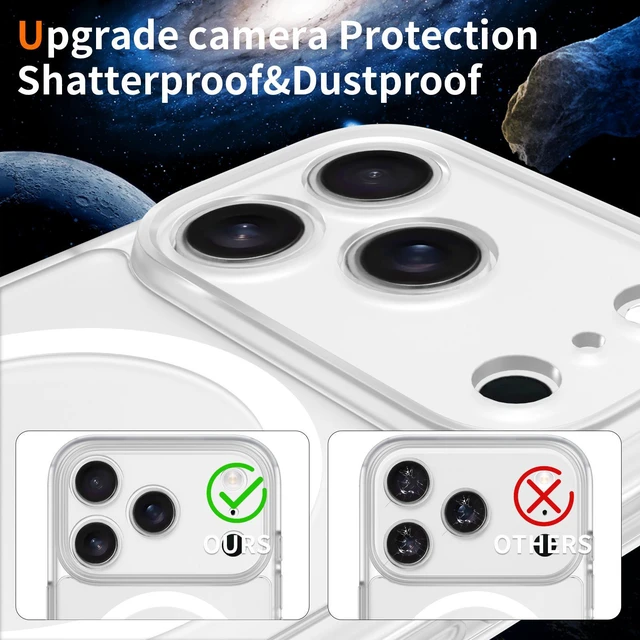 Alt view image 12 of 12 - Case for iPhone 17 Pro,Full Covered Camera Protection Magnetic Shockproof Slim Case Drop Proof Durable Protective Cover Clear
