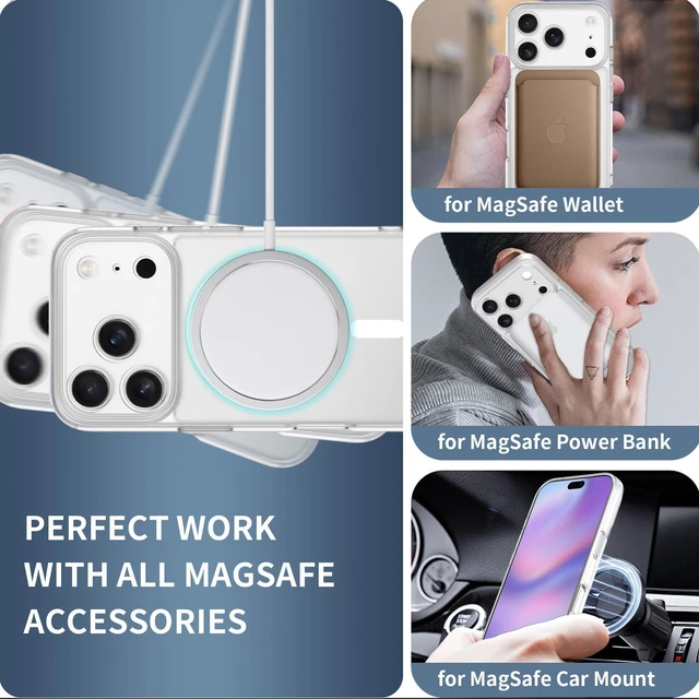 Alt view image 11 of 12 - Case for iPhone 17 Pro,Full Covered Camera Protection Magnetic Shockproof Slim Case Drop Proof Durable Protective Cover Clear