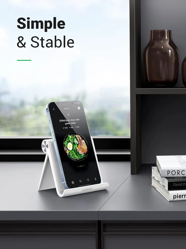 Alt view image 9 of 14 - UGREEN Cell Phone Stand Holder for Desk Adjustable Compatible for iPhone 13 12 Pro Max 11 SE XS XR 8 Plus 6 7 Samsung Galaxy Note20 S20 S10 S9 S8 Android Smartphone Mobile Phone Dock Foldable White