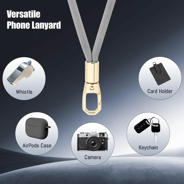 Alt view image 6 of 7 - Yun Mao Phone Lanyard 2 Pack with 2 Tether Tabs, Adjustable Crossbody Cell Phone Strap, Anti-Theft Multifunctional Patch Lanyards Compatible with iPhone Samsung & All Smartphones, Black + Silver Gr